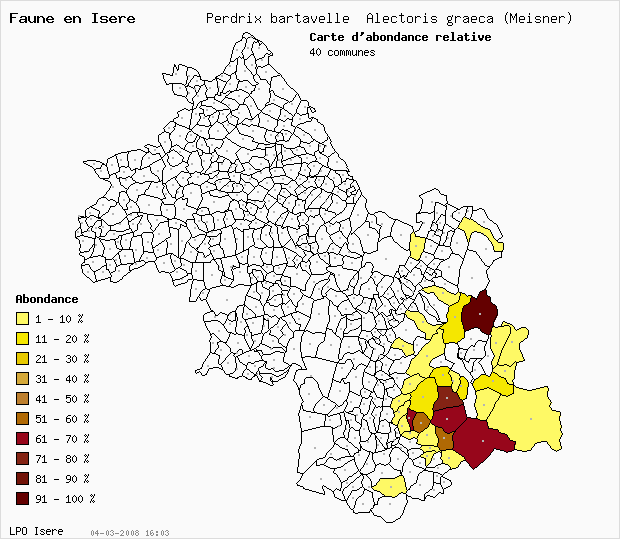 Carte Abondance: Perdrix bartavelle Alectoris graeca (Meisner) en Isre