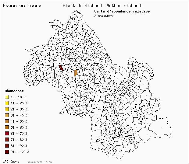Carte Abondance: Pipit de Richard Anthus richardi en Isre