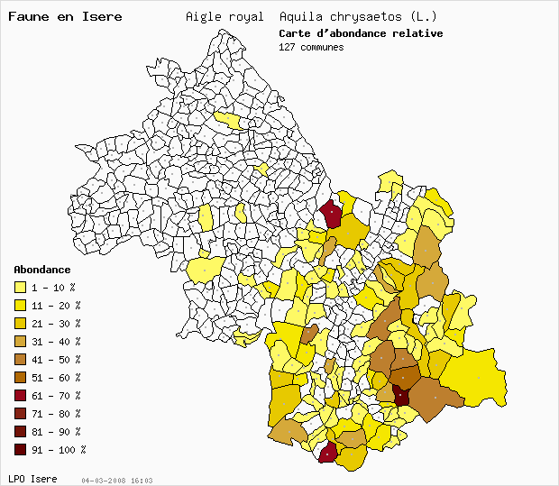 Carte Abondance: Aigle royal Aquila chrysaetos (L.) en Isre