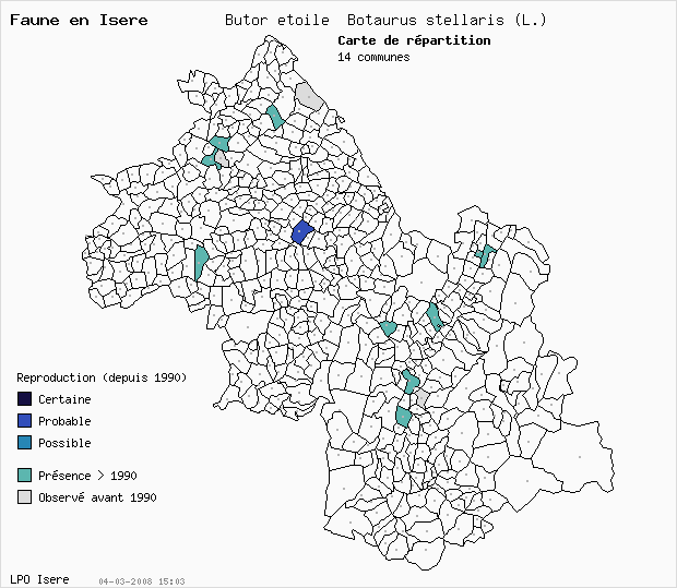 Carte Reproduction: Butor toil Botaurus stellaris (L.) en Isre