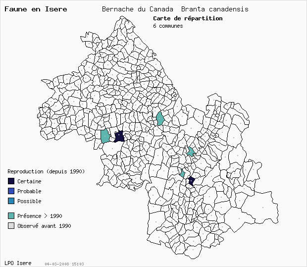 Carte Reproduction: Bernache du Canada Branta canadensis en Isre