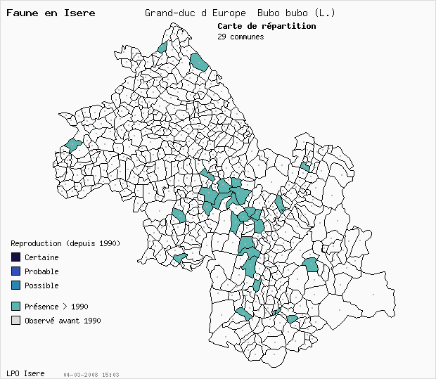 Carte Reproduction: Grand-duc d Europe Bubo bubo (L.) en Isre