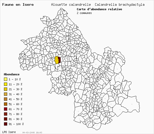 Carte Abondance: Alouette calandrelle Calandrella brachydactyla en Isre