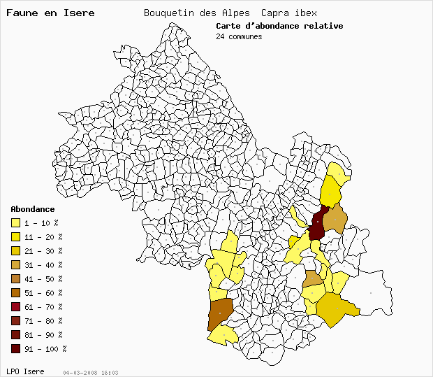 Carte Abondance: Bouquetin des Alpes Capra ibex en Isre