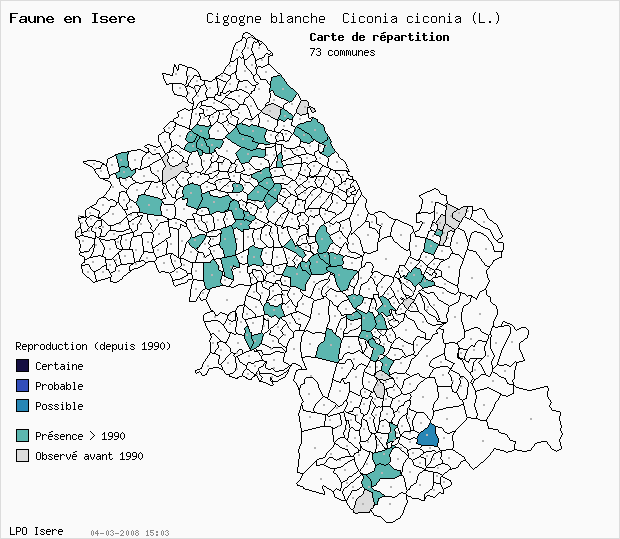Carte Reproduction: Cigogne blanche Ciconia ciconia (L.) en Isre