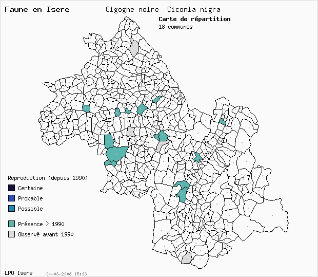 Carte Reproduction: Cigogne noire Ciconia nigra en Isre