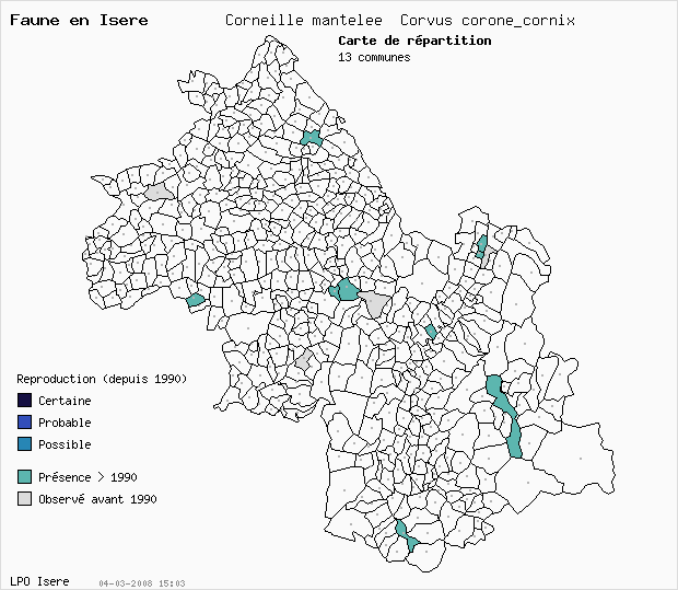 Carte Reproduction: Corneille mantele Corvus corone_cornix en Isre