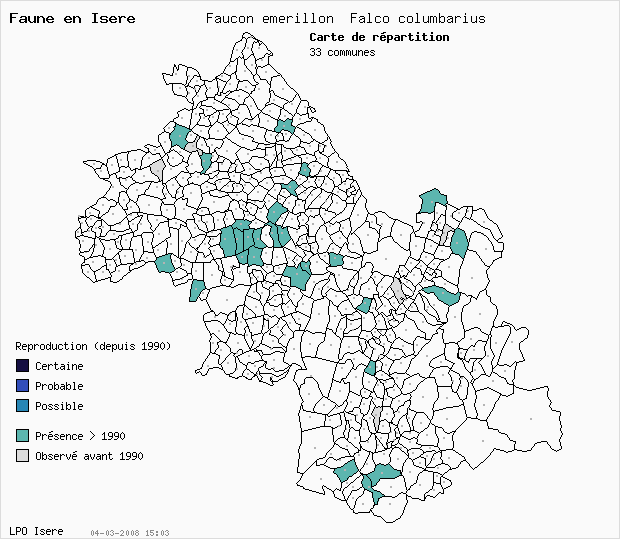 Carte Reproduction: Faucon merillon Falco columbarius en Isre