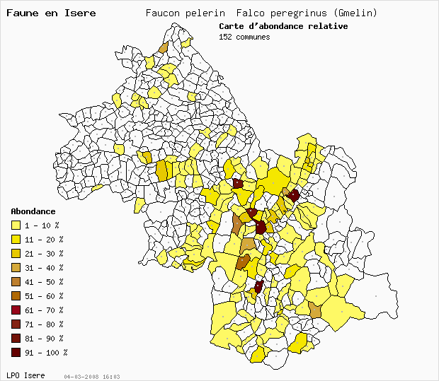Carte Abondance: Faucon plerin Falco peregrinus (Gmelin) en Isre