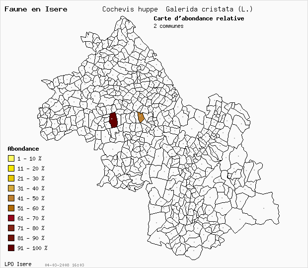 Carte Abondance: Cochevis hupp Galerida cristata (L.) en Isre