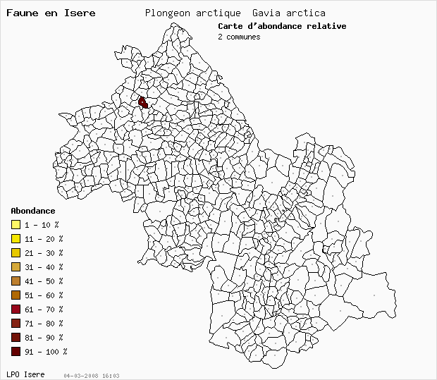 Carte Abondance: Plongeon arctique Gavia arctica en Isre
