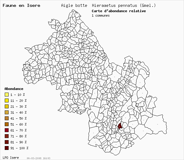 Carte Abondance: Aigle bott Hieraaetus pennatus (Gmel.) en Isre