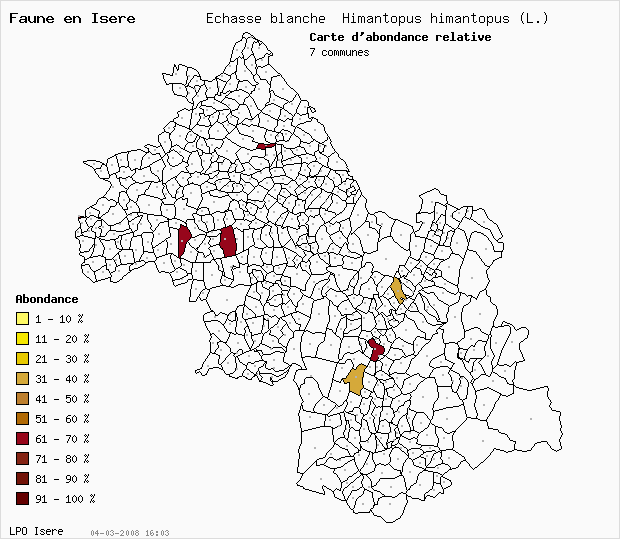 Carte Abondance: Echasse blanche Himantopus himantopus (L.) en Isre