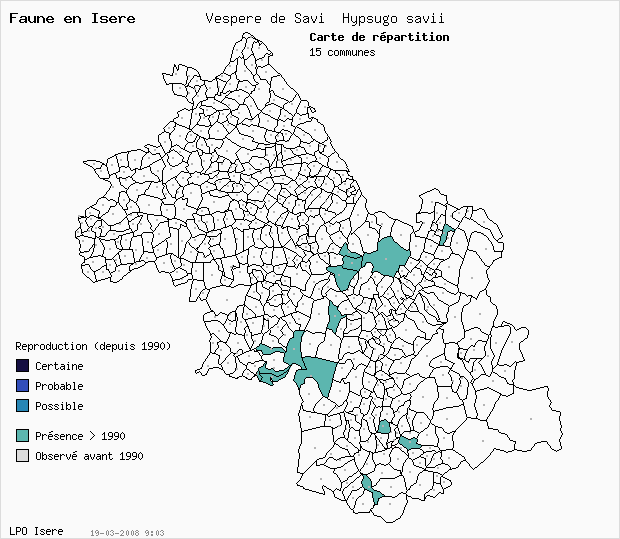 Carte Reproduction: Vespre de Savi Hypsugo savii en Isre