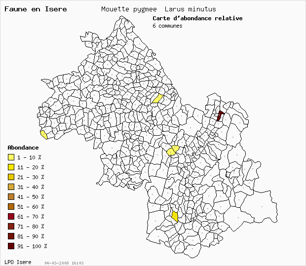 Carte Abondance: Mouette pygme Larus minutus en Isre