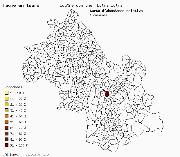 Carte Abondance: Loutre commune Lutra lutra en Isre