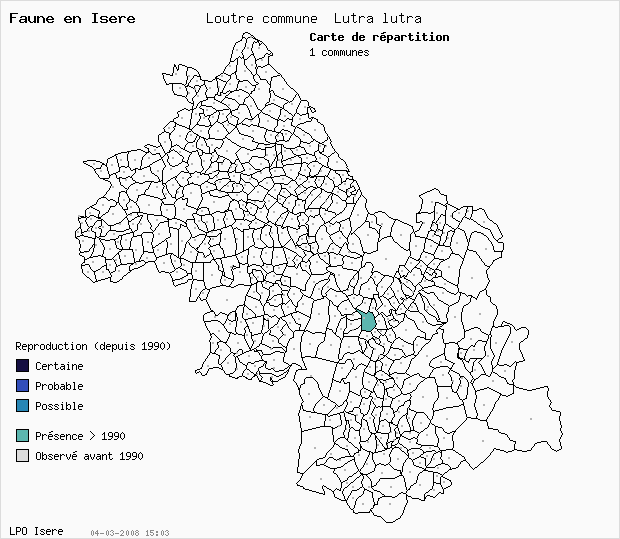 Carte Reproduction: Loutre commune Lutra lutra en Isre