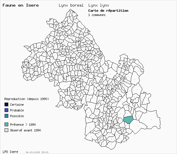 Carte Reproduction: Lynx boral Lynx lynx en Isre