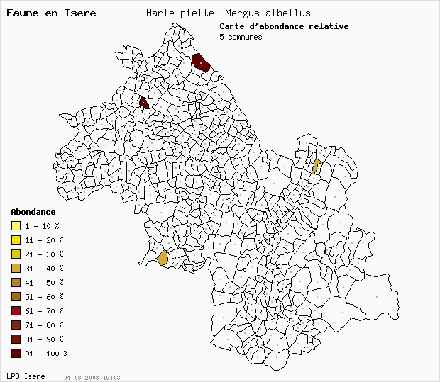 Carte Abondance: Harle piette Mergus albellus en Isre