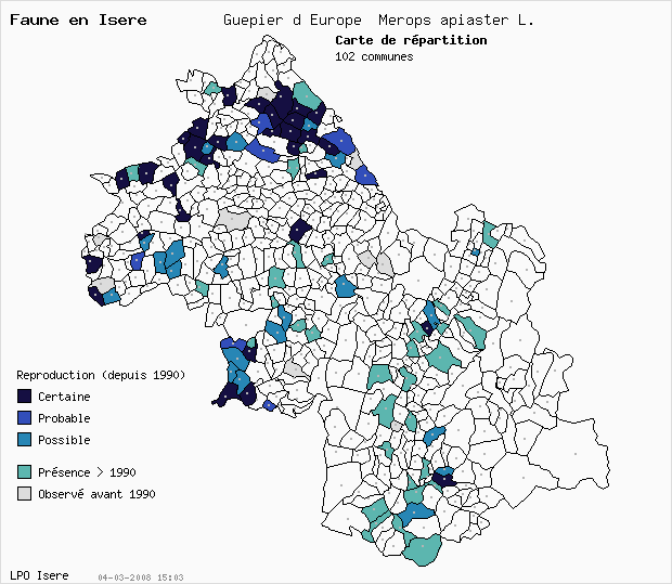 Carte Reproduction: Gupier d Europe Merops apiaster L. en Isre