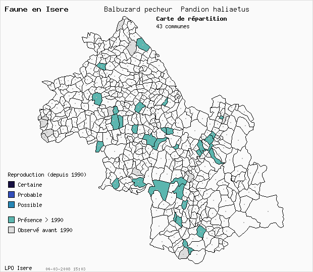 Carte Reproduction: Balbuzard pcheur Pandion haliaetus en Isre