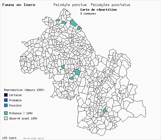 Carte Reproduction: Plodyte ponctu Pelodytes punctatus en Isre