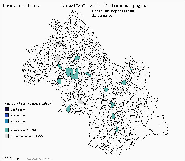 Carte Reproduction: Combattant vari Philomachus pugnax en Isre