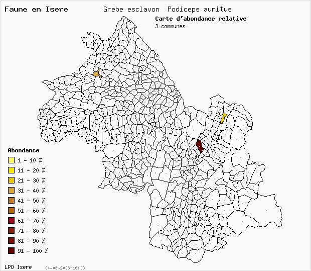 Carte Abondance: Grbe esclavon Podiceps auritus en Isre