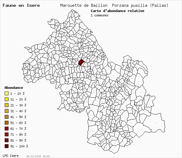 Carte Abondance: Marouette de Baillon Porzana pusilla (Pallas) en Isre