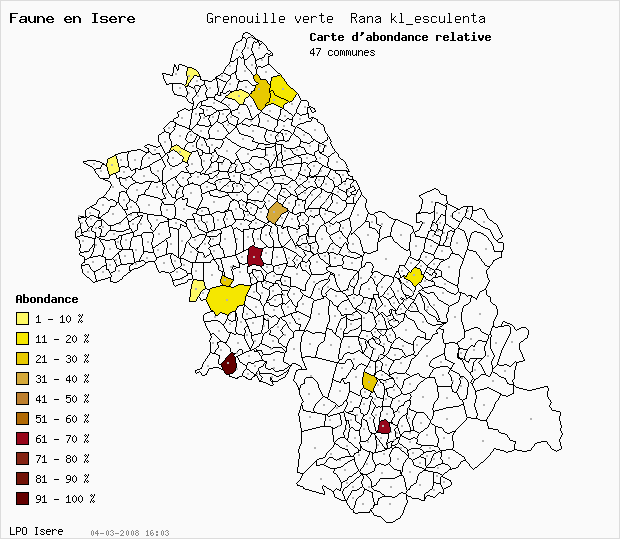 Carte Abondance: Grenouille verte Rana kl_esculenta en Isre