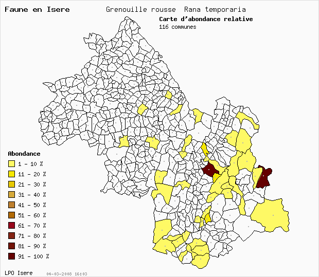 Carte Abondance: Grenouille rousse Rana temporaria en Isre