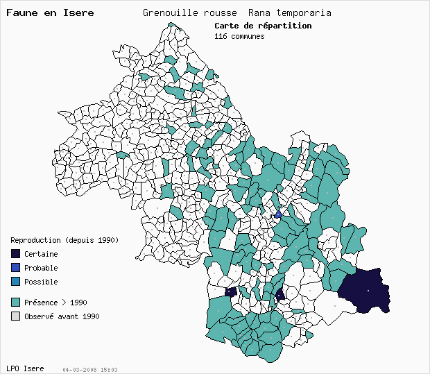 Carte Reproduction: Grenouille rousse Rana temporaria en Isre