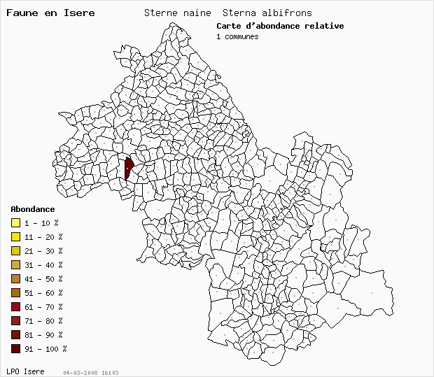 Carte Abondance: Sterne naine Sterna albifrons en Isre