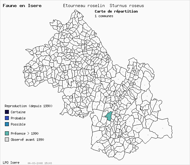Carte Reproduction: Etourneau roselin Sturnus roseus en Isre