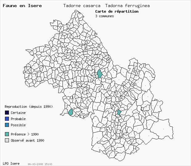 Carte Reproduction: Tadorne casarca Tadorna ferruginea en Isre