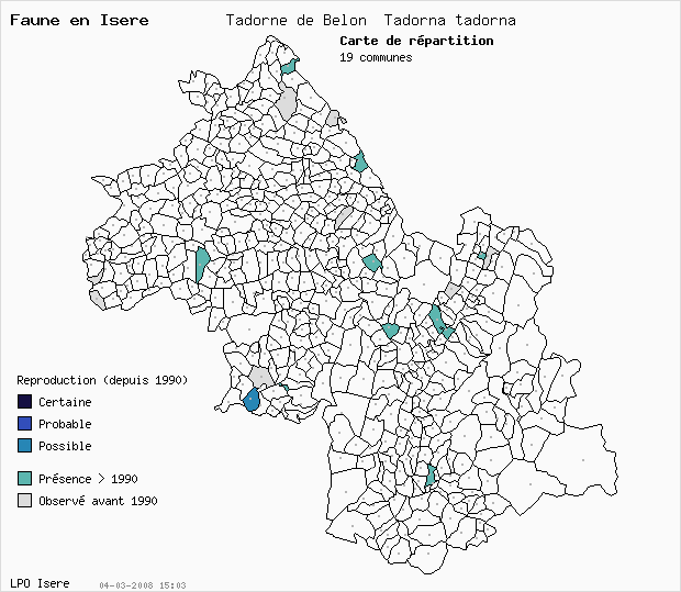 Carte Reproduction: Tadorne de Belon Tadorna tadorna en Isre