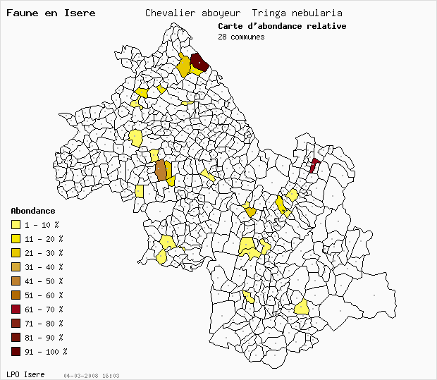 Carte Abondance: Chevalier aboyeur Tringa nebularia en Isre