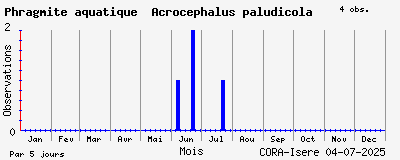 Observations saisonnires (par 5 jours) de Phragmite aquatique Acrocephalus paludicola