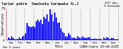 Observations saisonnires (par 5 jours) de Tarier pâtre Saxicola torquata (L.)